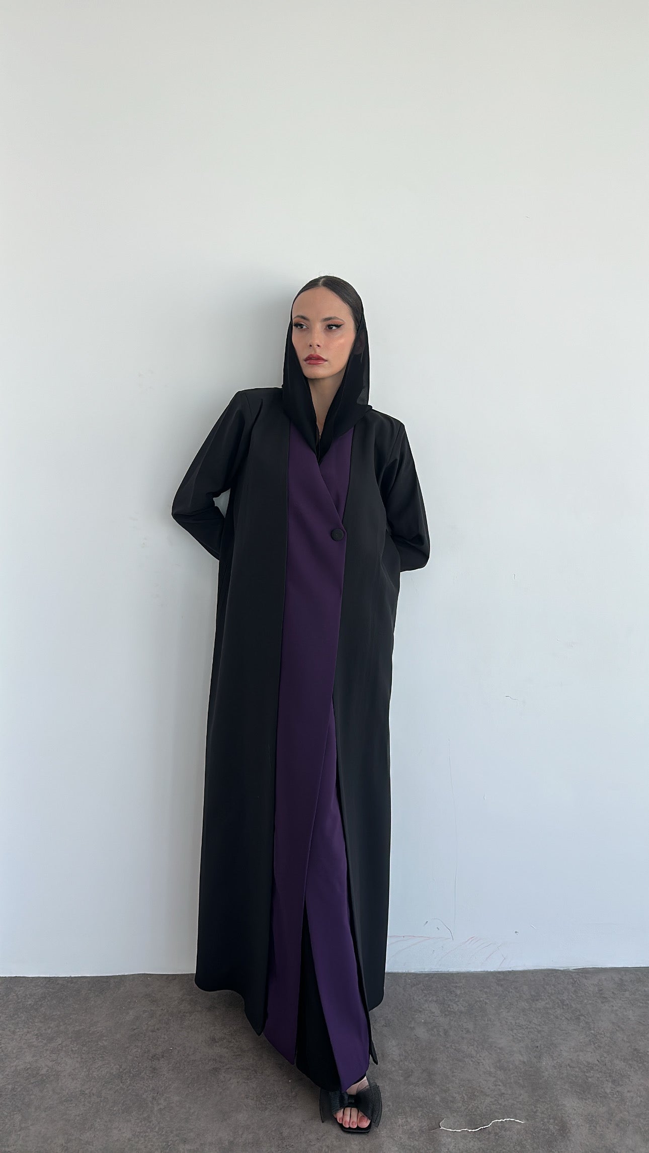 Black and purple abaya
