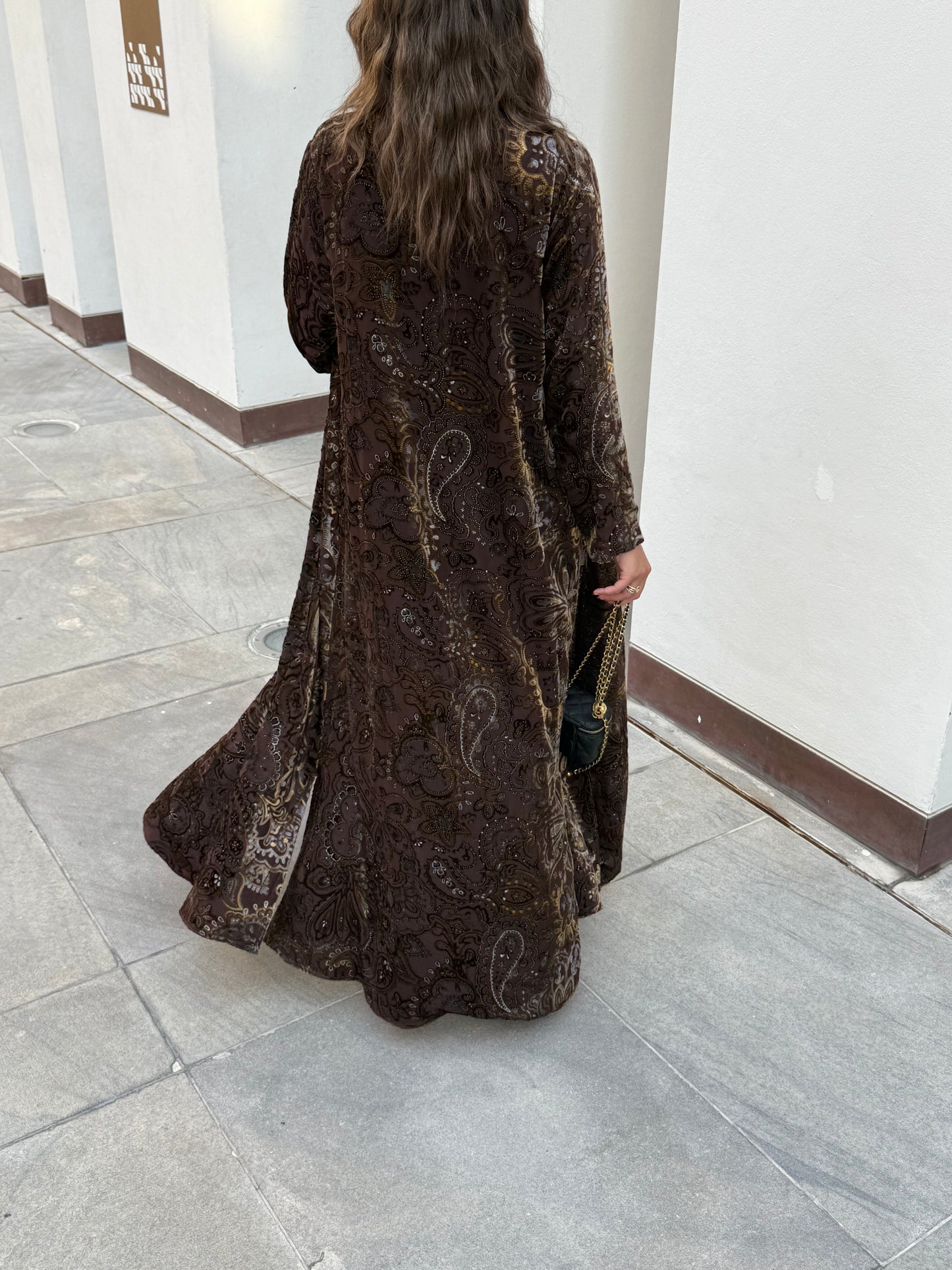 Velvet shiffon abaya