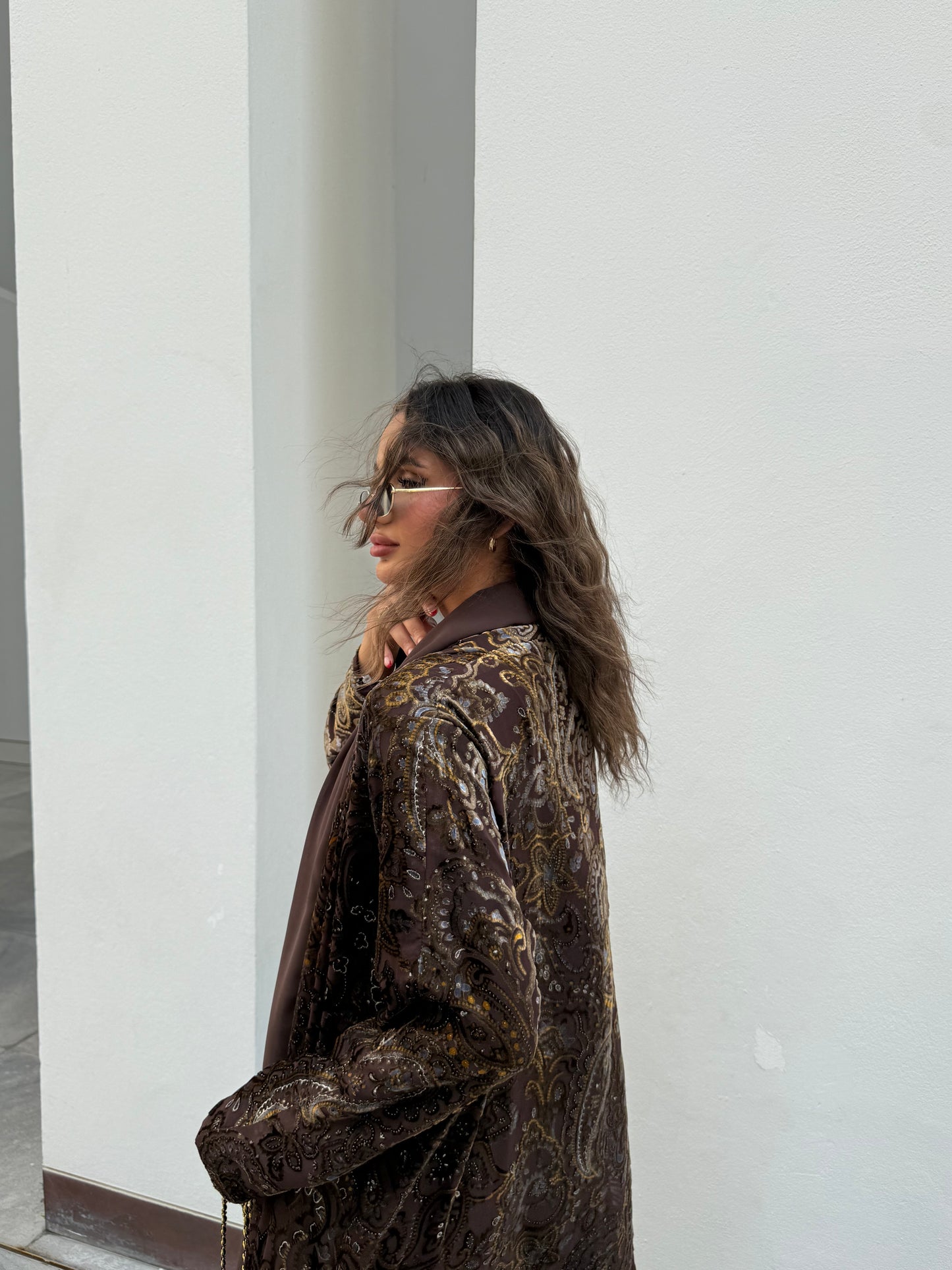 Velvet shiffon abaya