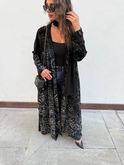Velvet shiffon abaya
