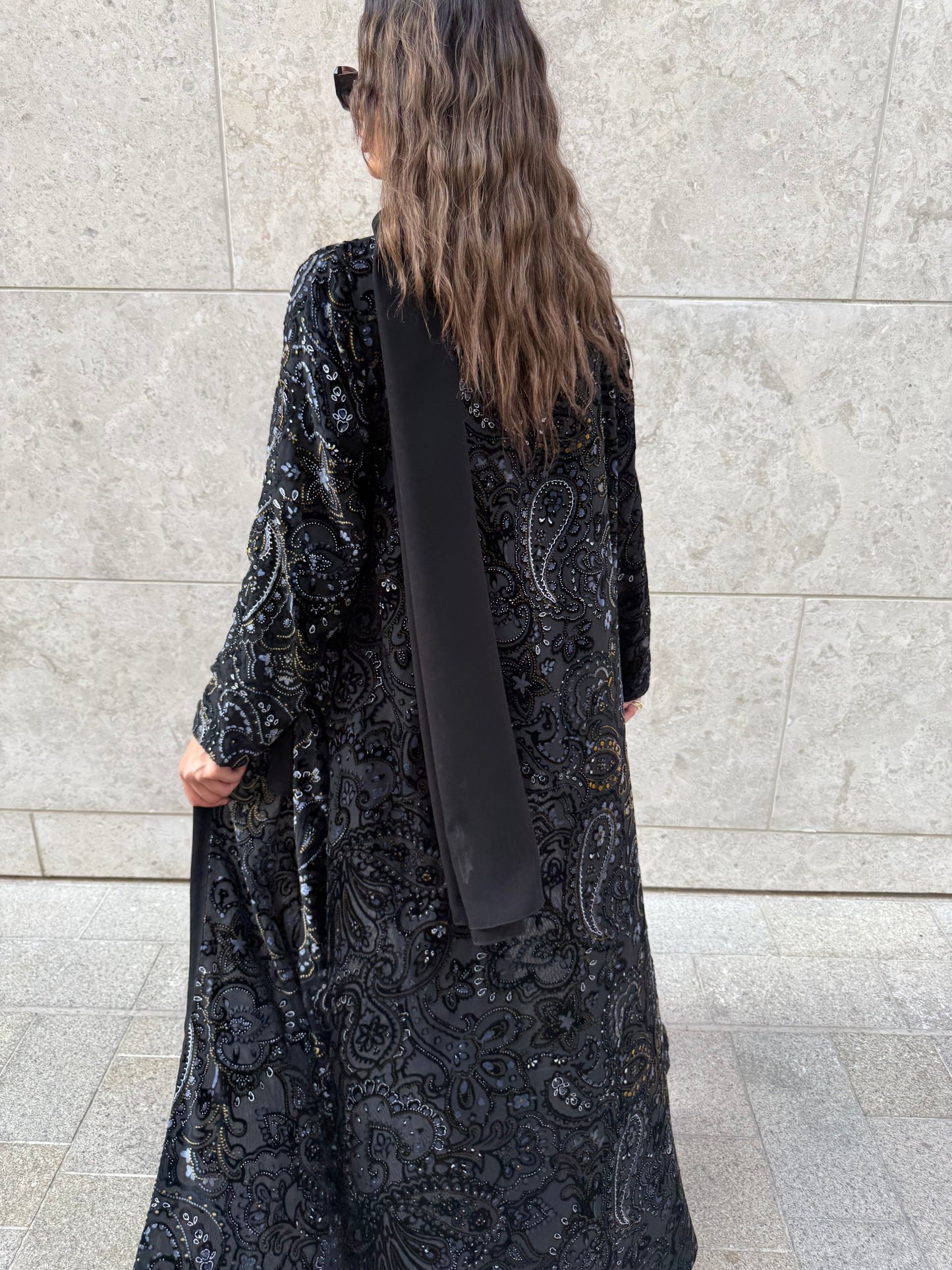 Velvet shiffon abaya