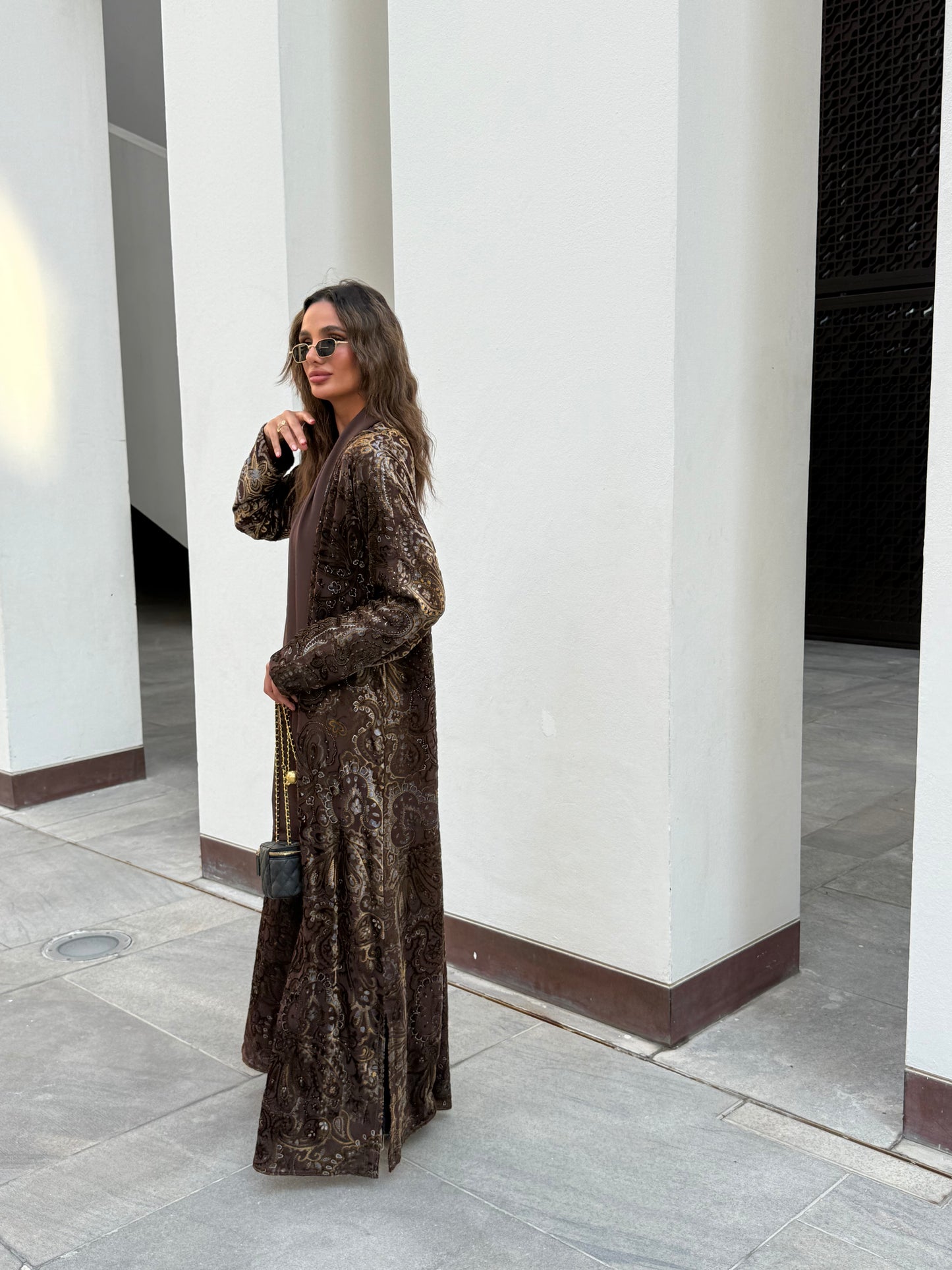 Velvet shiffon abaya