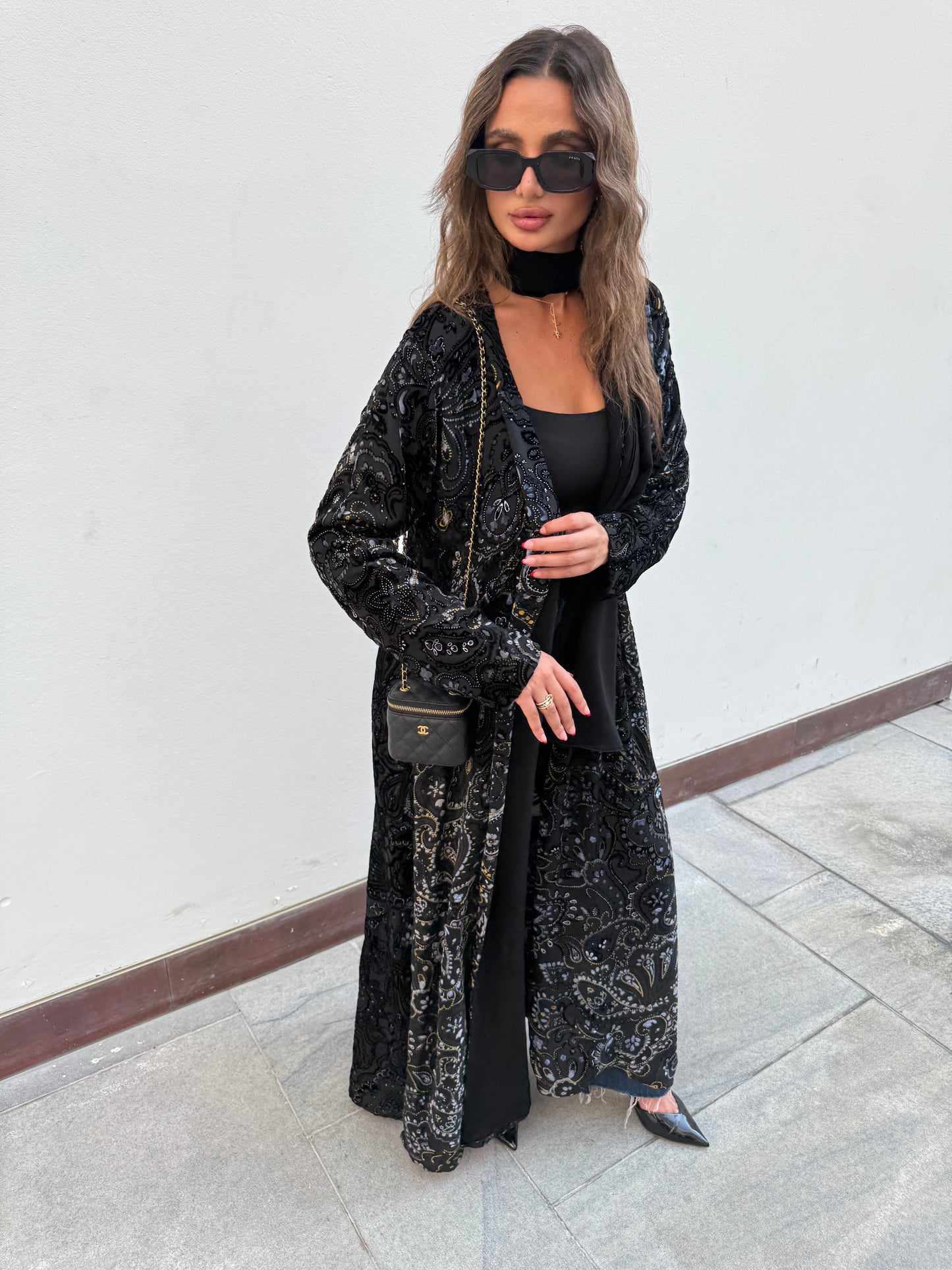 Velvet shiffon abaya