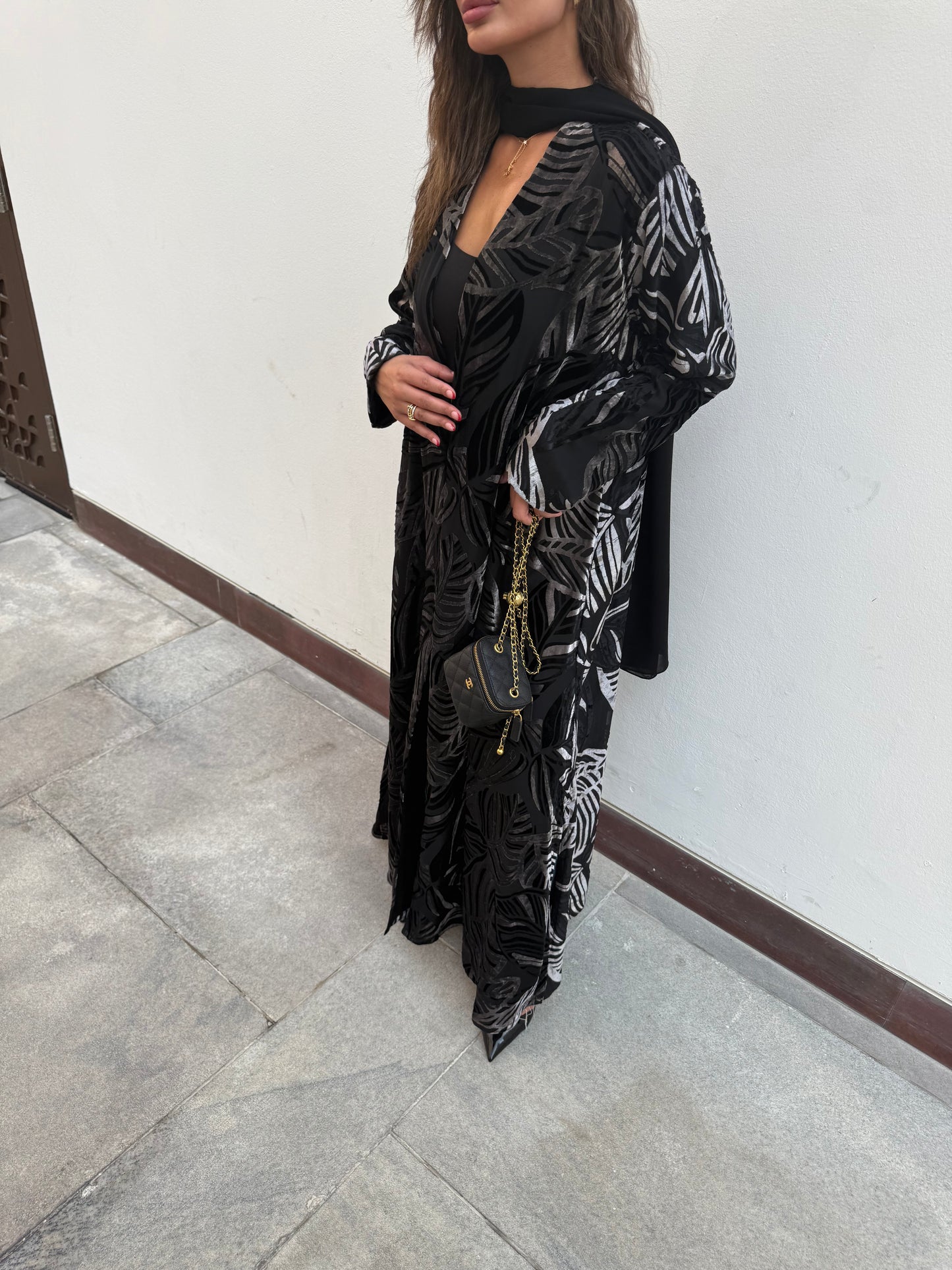 Velvet shiffon abaya