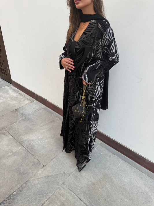 Velvet shiffon abaya