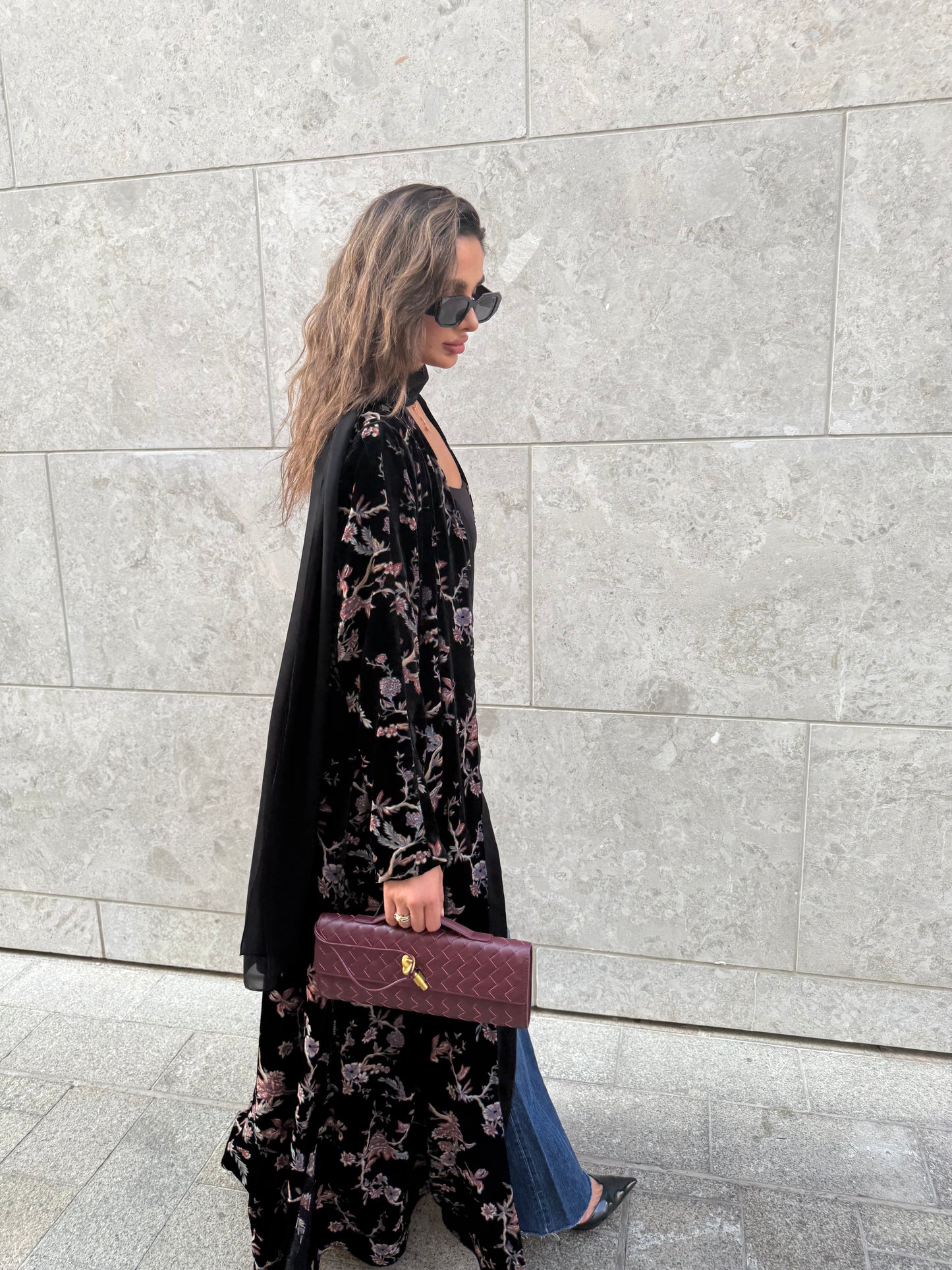 Velvet shiffon abaya