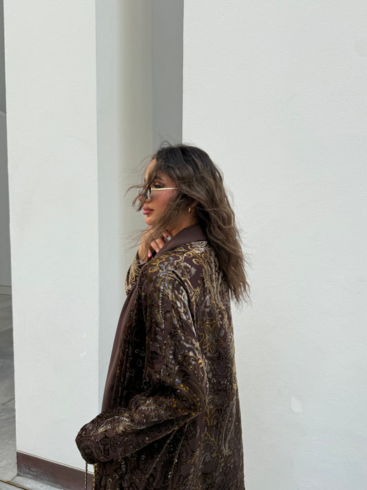 Velvet shiffon abaya