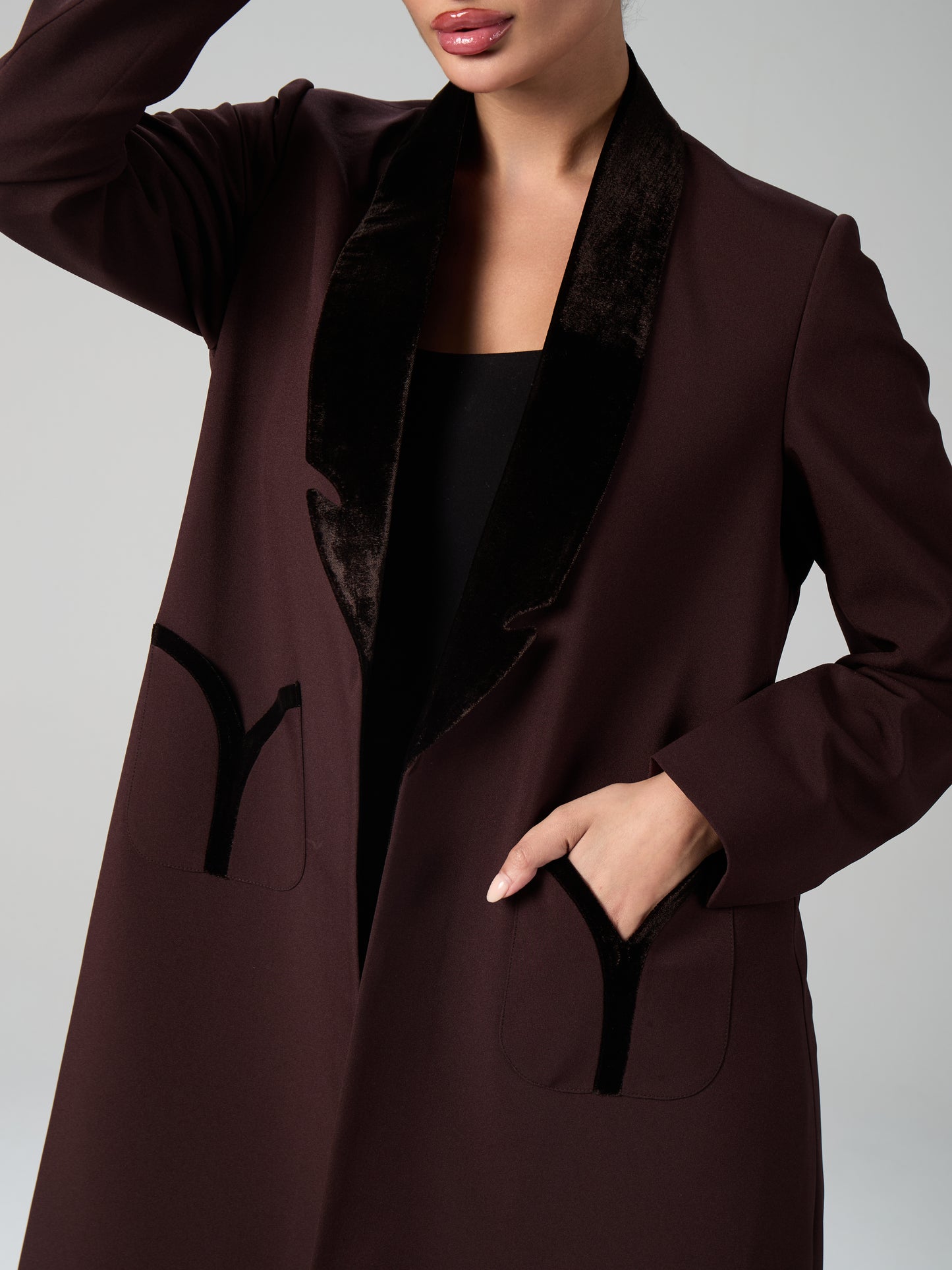 Brown blazer with velvet